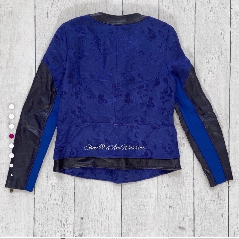 Rebecca Taylor leather floral jacquard zip moto jacket *shop@iamwarrior - Picture 4 of 9